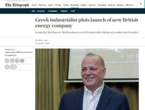 Το δημοσίευμα της Telegraph για τον Ευάγγελο Μυτιληναίο και τη Metlen © Printscreen